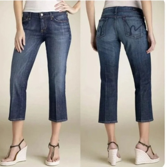 Citizens of Humanity Kelly Low Waist Cropped Straight Leg Jeans Dark Wash 28 - Picture 1 of 9